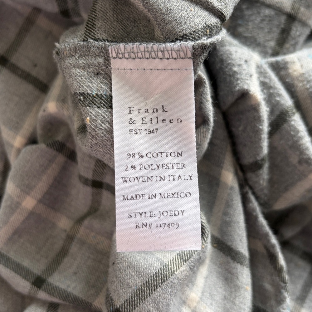Frank and Eileen Joedy Flannel Grey Plaid Shirt Button Down Top Womens Sz XL - Picture 10 of 12